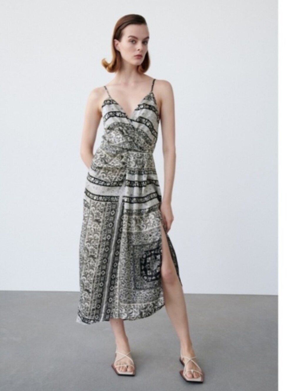 Zara Paisley Patchwork Black & White Midi Maxi Dress Boho Whimsigoth Witchy XS/S